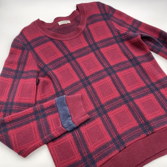 Orvis Red Wool Blend Plaid Crew Neck Sweater Womens Size‎ Small - Picture 1 of 5
